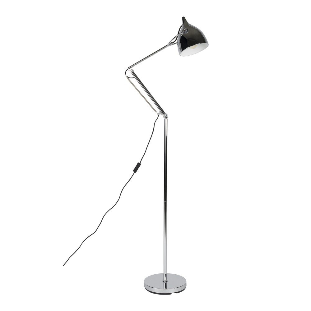 Stojací lampa s ohybatelnou konstrukcí ve stříbrné barvě s kovovým stínidlem (výška 137 cm) Reader – Zuiver