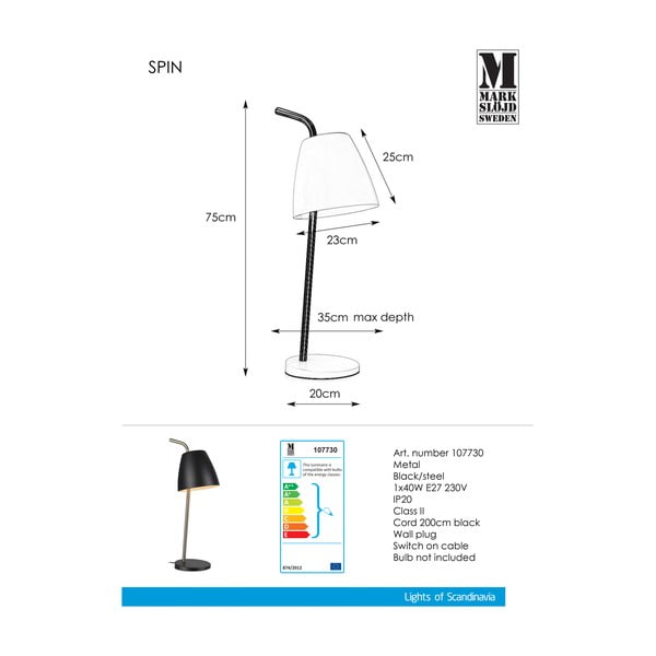 Černá stolní lampa Markslöjd Spin Table Black-image-2