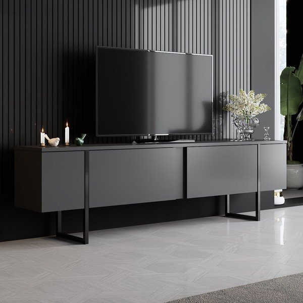 Antracitový TV stolek 180x30 cm Luxe – Kalune Design-image-1