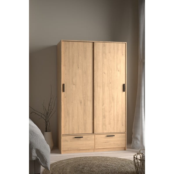 Šatní skříň v dekoru dubu s posuvnými dveřmi v přírodní barvě 121x200 cm Line – Tvilum-image-2