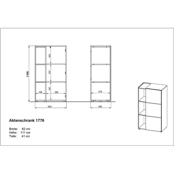 Tmavě šedá knihovna v dekoru dubu 62x112 cm Olvera - Germania-image-4