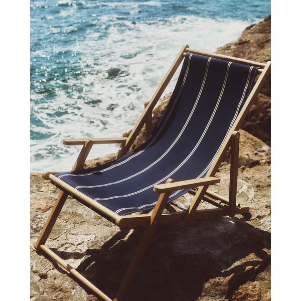 Modré dřevěné zahradní lehátko Vilara – Kave Home-image-1