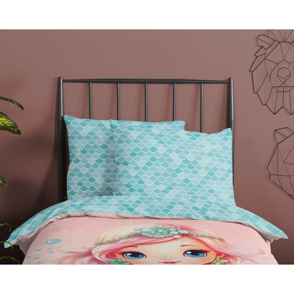 Modré/růžové bavlněné dětské povlečení na jednolůžko 140x200 cm Alisse – Good Morning-image-2