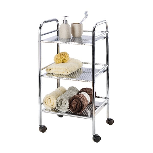 Kovový pojízdný regál ve stříbrné barvě 41x75 cm – Wenko-image-2