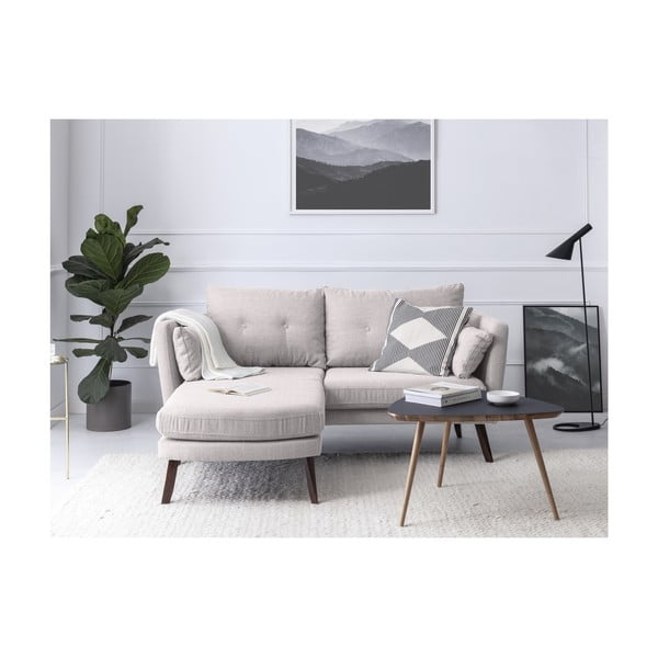Krémově bílá třímístná pohovka Mazzini Sofas Elena, s lenoškou na levém rohu-image-3
