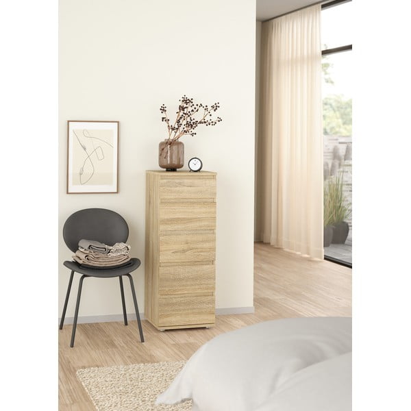 Vysoká komoda v dekoru dubu v přírodní barvě 40x107 cm Nova – Tvilum-image-1