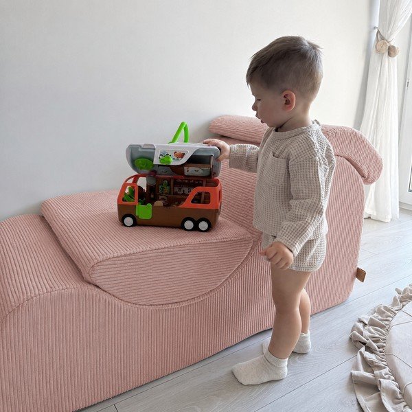 Manšestrové dětské křesílko v lososové barvě Wave – Meowbaby-image-1