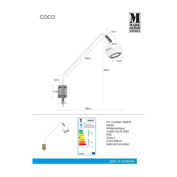 Bílé nástěnné svítidlo Markslöjd Coco-image-2