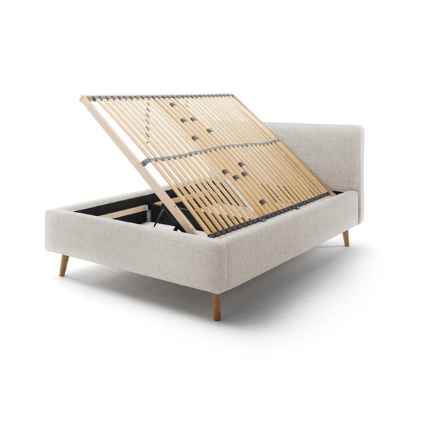 Béžová čalouněná dvoulůžková postel s úložným prostorem s roštem 140x200 cm Mattis – Meise Möbel-image-2