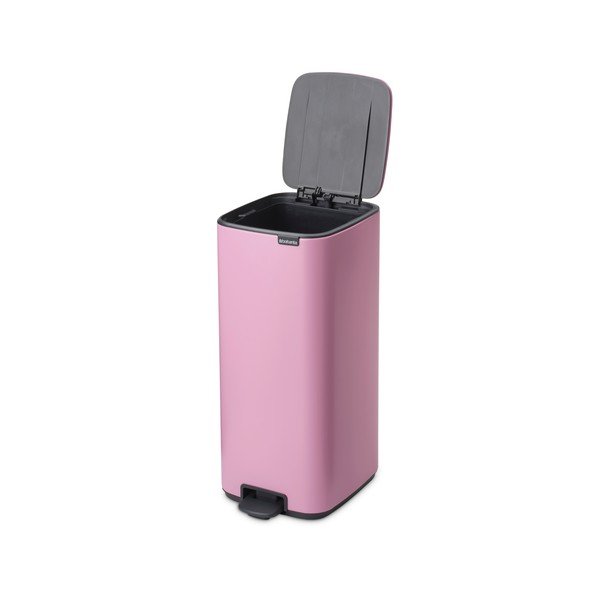 Růžový nášlapný ocelový odpadkový koš 30 l Bo – Brabantia-image-2