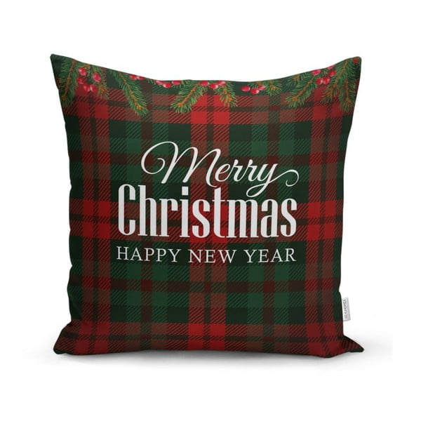 Sada 4 vánočních povlaků na polštář a běhounu na stůl Minimalist Cushion Covers Tartan Christmas-image-1