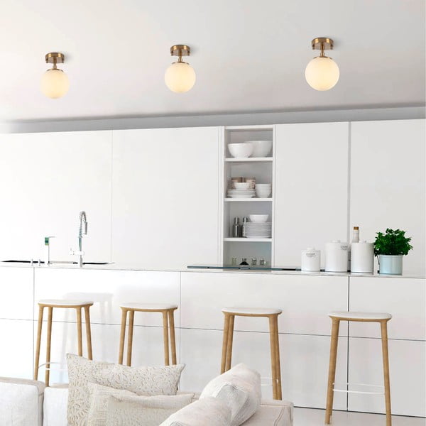 Bílé/v mosazné barvě stropní svítidlo se skleněným stínidlem ø 15 cm Atmaca – Opviq lights-image-3