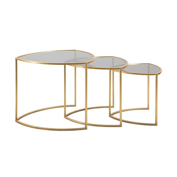 Kulaté konferenční stolky v sadě 3 ks se skleněnou deskou ve zlaté barvě ø 60 cm Triangle – Mauro Ferretti-image-4