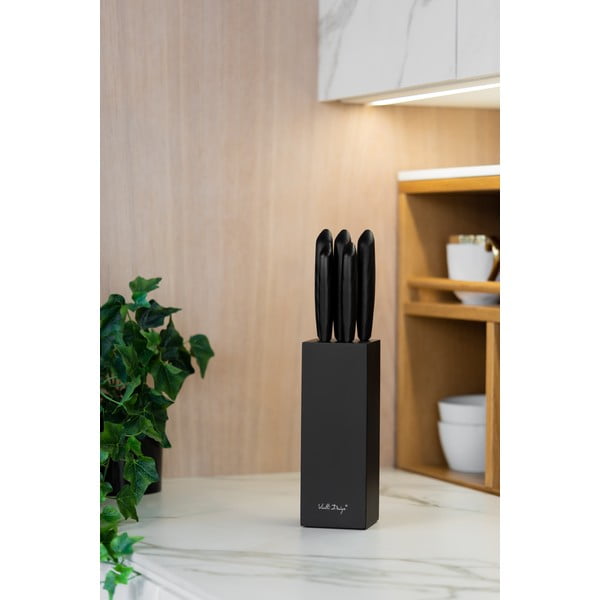 Sada 5 nožů v černém držáku Vialli Design Caro-image-1