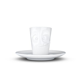 Bílý mlsný porcelánový šálek na espresso s podšálkem 58products, objem 80 ml