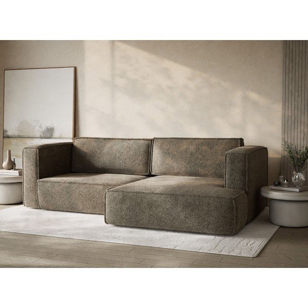 Hnědá žinylková rozkládací/s úložným prostorem rohová pohovka (pravý roh/s lenoškou) Velto – Maison de Rêve-image-4