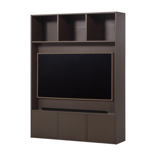 Tmavě hnědá TV sestava z borovicového dřeva 160x215x40 cm Meggy – WOOOD