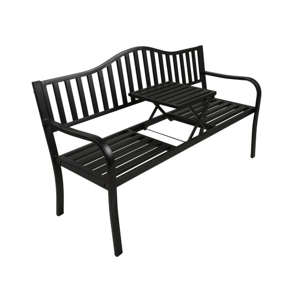 Černá kovová zahradní lavice Segula - Garden Pleasure-image-2