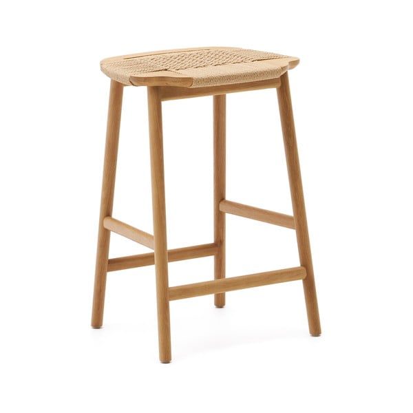 Barová stolička z dubového dřeva v přírodní barvě (výška sedáku 65 cm) Enit – Kave Home-image-3
