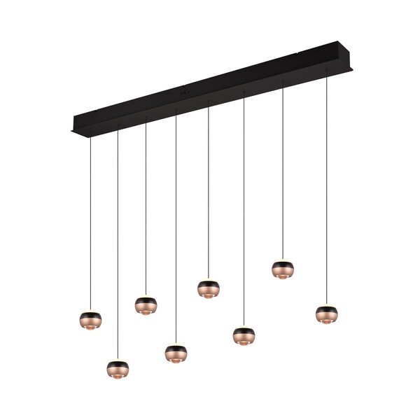 LED závěsné svítidlo s kovovým stínidlem v černo-měděné barvě Orbit – Trio Select-image-4
