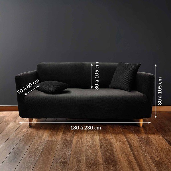 Černý 3místný napínací potah na pohovku Sacha – douceur d'intérieur-image-2