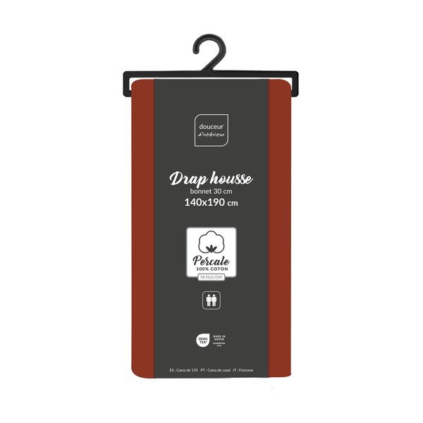 Napínací prostěradlo z bavlněného perkálu v cihlové barvě 140x190 cm Percaline – douceur d'intérieur-image-2