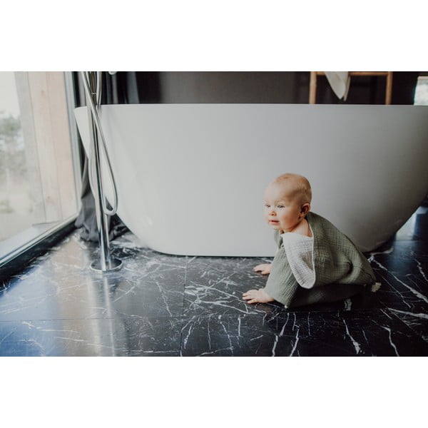 Khaki mušelínové dětské pončo velikost M – Malomi Kids-image-4