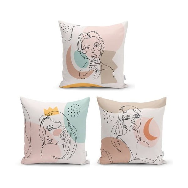 Sada 3 dekorativních povlaků na polštáře Minimalist Cushion Covers Minimalist Line, 45 x 45 cm