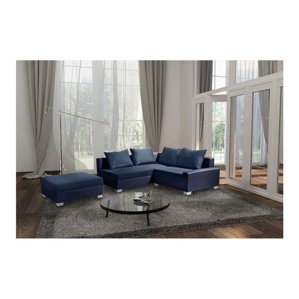 Modrá rohová pohovka s lůžkem na levé straně INTERIEUR DE FAMILLE PARIS Aventure-image-3