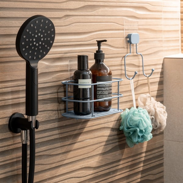 Světle modrá samodržící kovová koupelnová polička Grena – Compactor-image-1