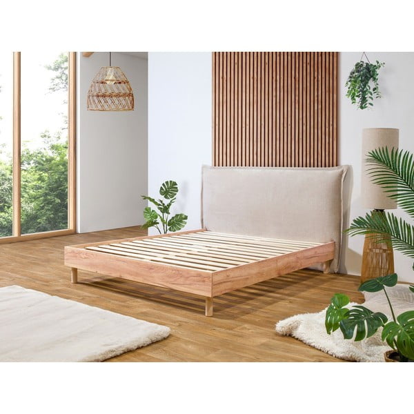 Béžová/přírodní dvoulůžková postel s roštem 180x200 cm Charlie – Bobochic Paris-image-1