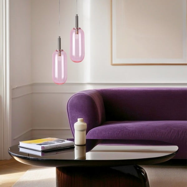 Fialové LED závěsné svítidlo se skleněným stínidlem ø 13 cm Fiuggi – Candellux Lighting-image-1
