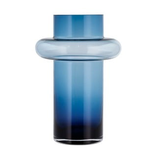 Tmavě modrá skleněná váza Lyngby Glas Tube, výška 30 cm