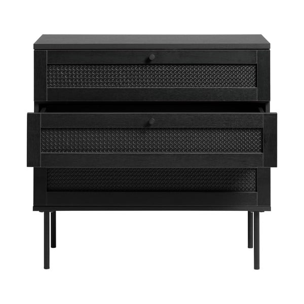 Černá nízká komoda v dekoru dubu 80x75 cm Pensacola – Unique Furniture-image-3