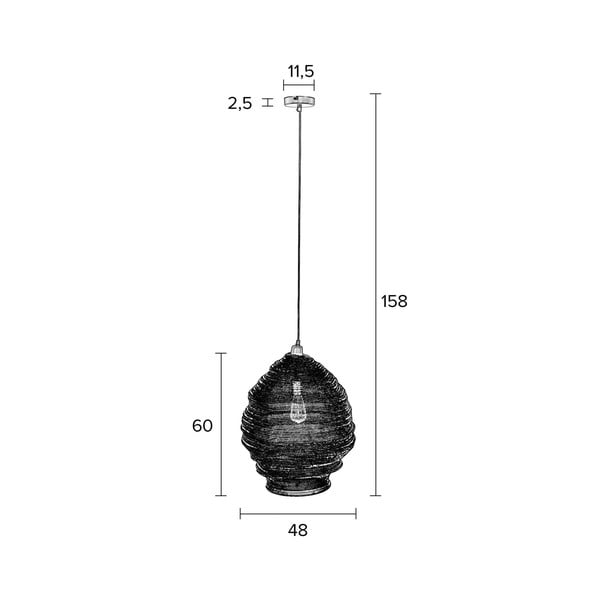 Černé závěsné svítidlo White Label Lena, ø 48 cm-image-3
