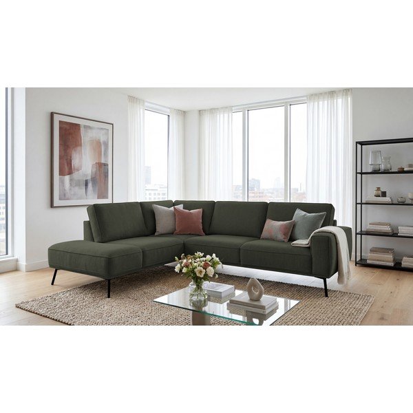 Tmavě zelená žinylková rohová pohovka (levý roh/do L) Amsterdam – Scandic-image-4