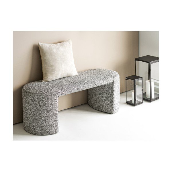 Šedá lavice z textilie bouclé Westport – House Nordic-image-3