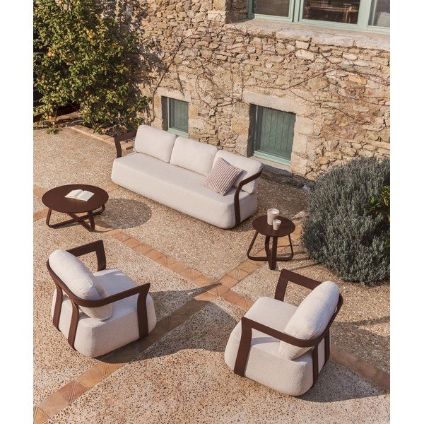 Hnědá/béžová čalouněná zahradní pohovka Tamaris – Kave Home-image-1