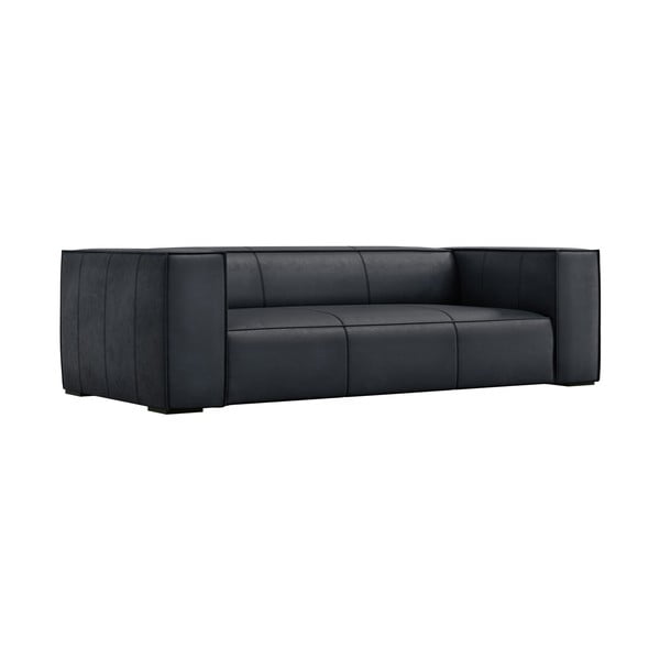 Tmavě modrá kožená pohovka 227 cm Madame – Windsor & Co Sofas-image-1