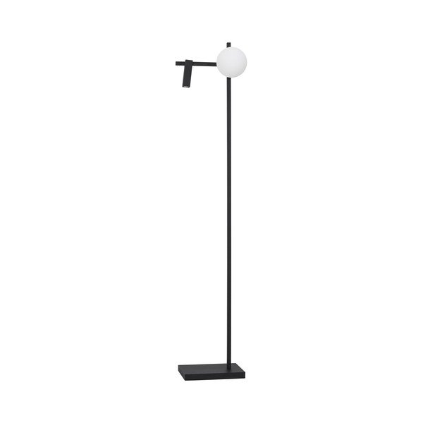 Bílá/černá kovová LED stojací lampa s ohybatelnou konstrukcí se skleněným stínidlem (výška 150 cm) Joline – Nova Luce