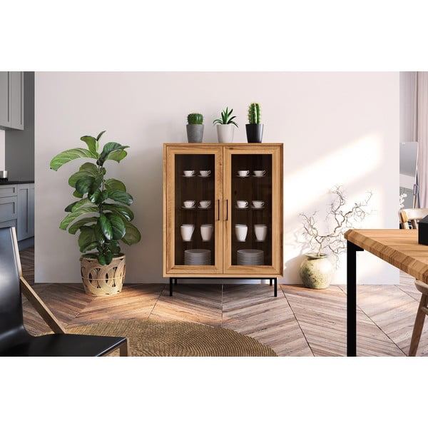 Vitrína z dubového dřeva v přírodní barvě 97x125 cm Abies – The Beds-image-4