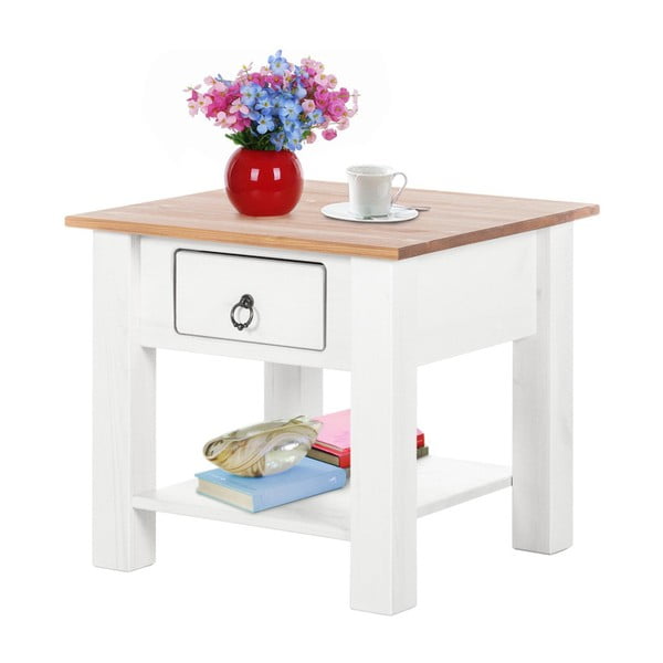 Bílý konferenční stolek z borovicového dřeva s přírodní deskou Støraa Klein-image-1