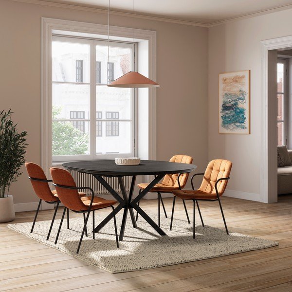 Čalouněná jídelní židle s područkami v terakotové barvě Angie – Marckeric-image-4