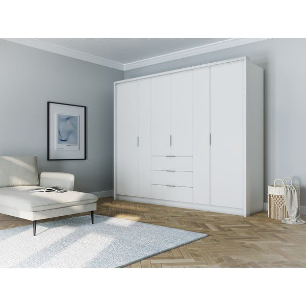 Bílá šatní skříň 255x217 cm Wells - Cosmopolitan Design-image-1
