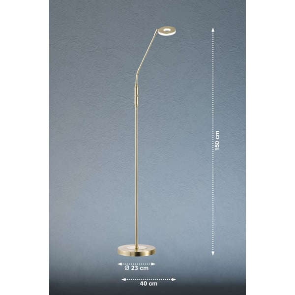 LED stmívatelná stojací lampa ve zlaté barvě (výška 150 cm) Dent – Fischer & Honsel-image-2