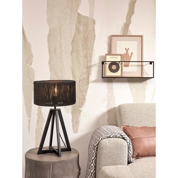 Černá stolní lampa se stínidlem z juty (výška 51 cm) Iguazu – Good&Mojo-image-1