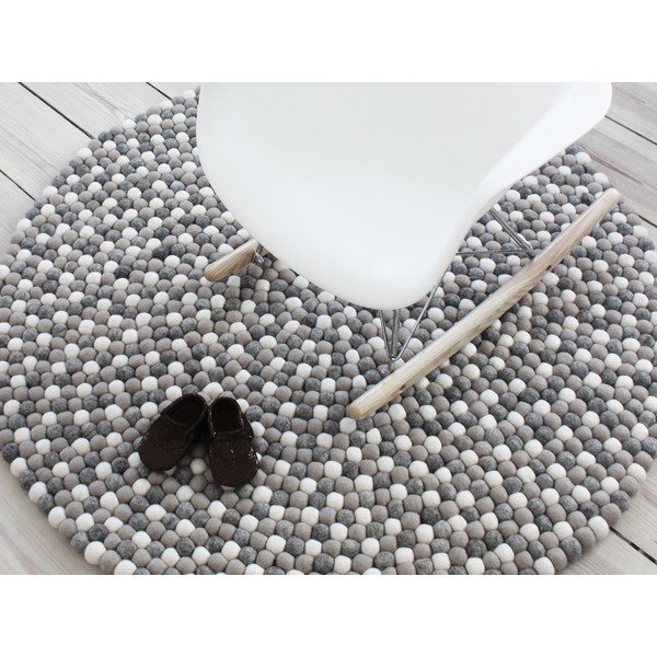 Světle šedý kuličkový vlněný koberec Wooldot Ball Rugs, ⌀ 120 cm-image-2