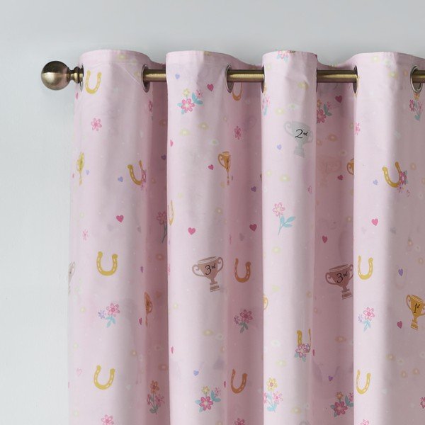 Krémový dětský závěs 2 ks 168x183 cm Happy Horses – Catherine Lansfield-image-1