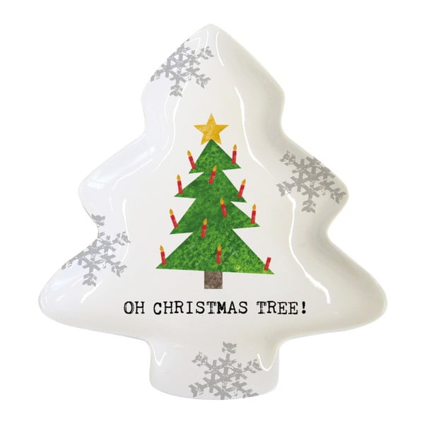 Dekorativní tác z kostního porcelánu s vánočním motivem PPD Oh Christmas Tree, 12,5 x 15 cm