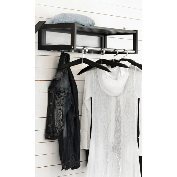 Nástěnný věšák z dubového dřeva v přírodní barvě s poličkou Confetti – Rowico-image-1